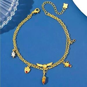 18K Gold Harry Potter Hogwarts Golden Snitch Themed Charm Layered Style Bracelet
